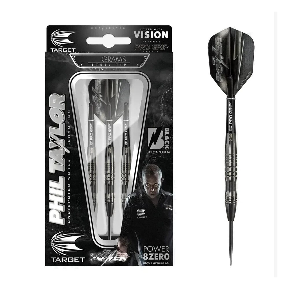Target Darts Phil Taylor Power 8Zero 3 Black 80% Tungsten Steel Tip Darts