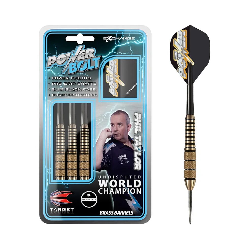 Target Darts Phil Taylor Power Bolt Knurled Brass Steel Tip Darts