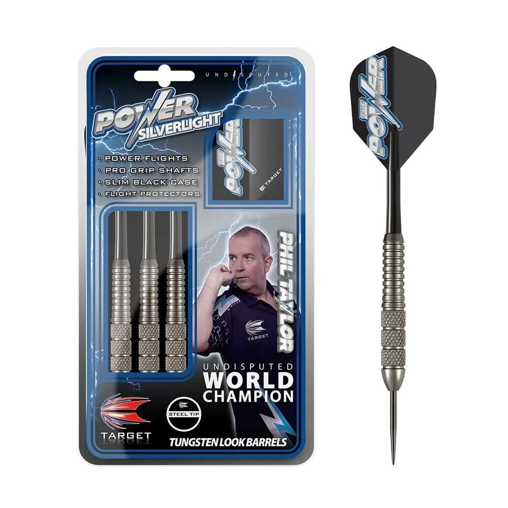Target Darts Phil Taylor Silverlight Knurled Brass Steel Tip Darts